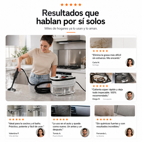Limpiador a Vapor Portátil 2500W PRO™ | Adiós grasa pegada al instante