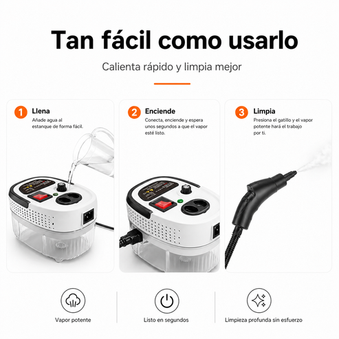 Limpiador a Vapor Portátil 2500W PRO™ | Adiós grasa pegada al instante